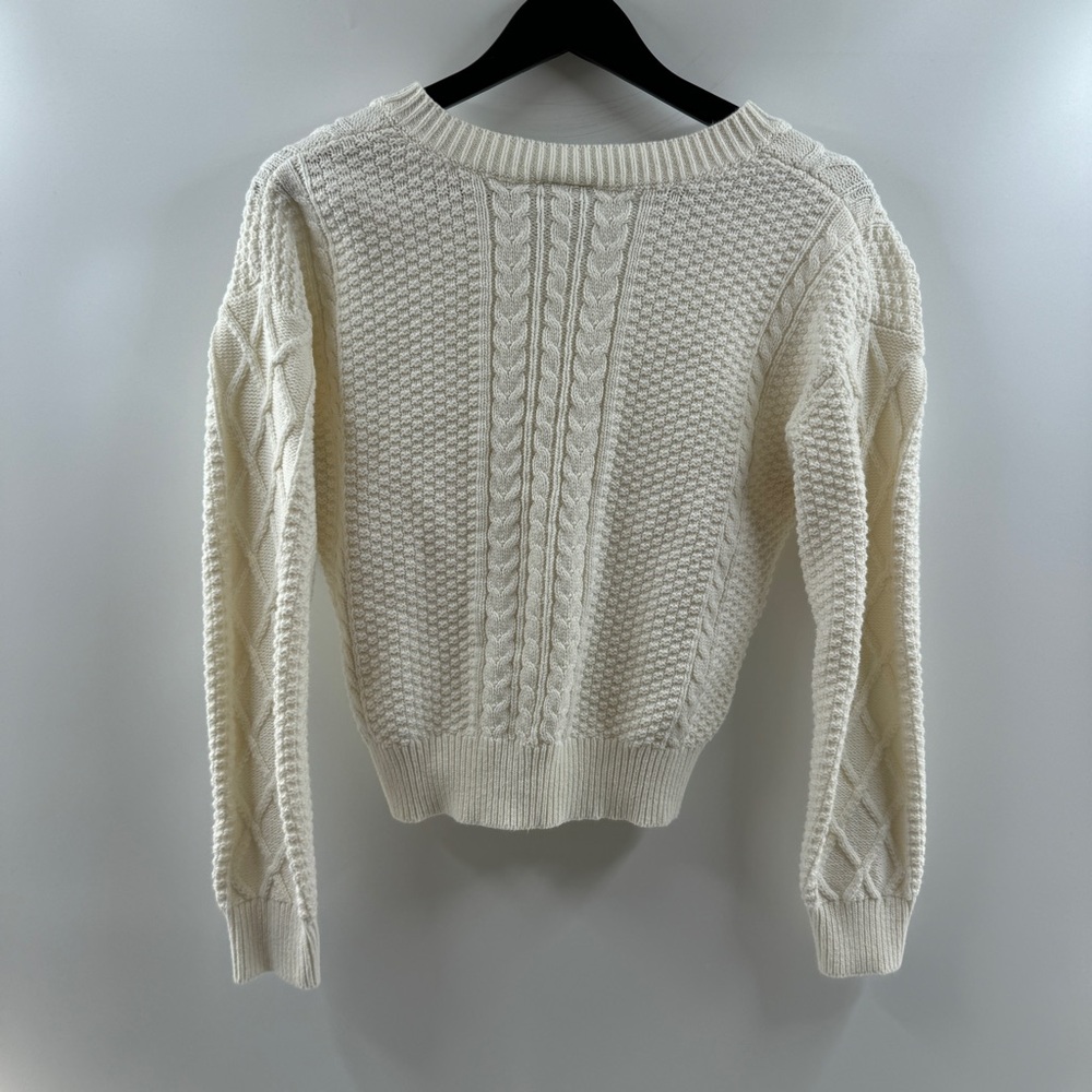 St. John’s Bay Ivory Cable Knit V-Neck Sweater – Women’s S - Picture 6 of 8
